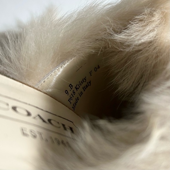 Coach Shoes Kristy Suede Leather Fur Heel Booties Tan Lace-up Size 9B NWOT - Picture 9 of 10